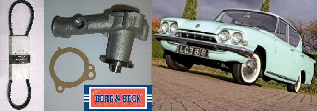 WATER PUMP & FAN BELT (Ford Consul Capri Classic) (109e & 116e) (1961- 64) 